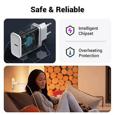 Adapter başlığı UGREEN Fast Charging Power Adapter with PD 20W EU (White)