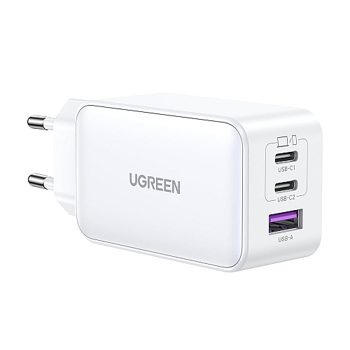 Adapter başlığı UGREEN Nexode 65W 3-Port PD GaN Fast Charger EU (White)