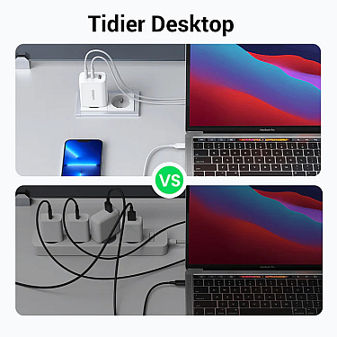 Adapter başlığı UGREEN 65W 2C1A Fast Charger (White) EU