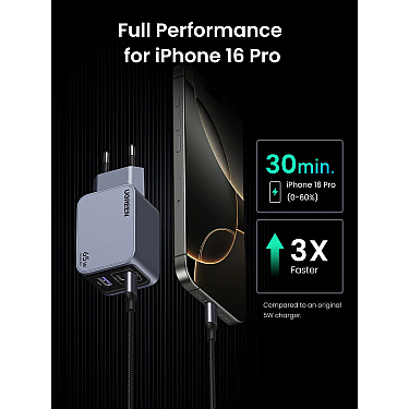 Adapter başlığı UGREEN Nexode Pro 65W 3-Port GaN Fast Charger Set EU