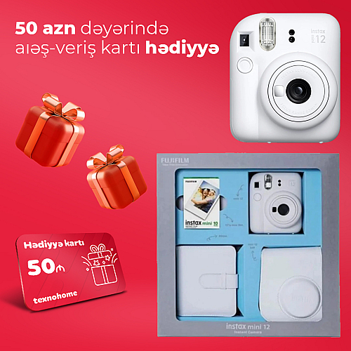 Fotoaparat Fujifilm Instax mini 12 Clay White-Bundle Box (3 aylıq)