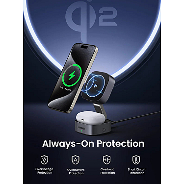 Charger UGREEN 2-in-1 Magnetic Wireless Charger
