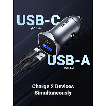 Avtomobil üçün charger UGREEN 30W 2-Port Fast Car Charger Avtomobil üçün charger UGREEN 30W 2-Port Fast Car Charger