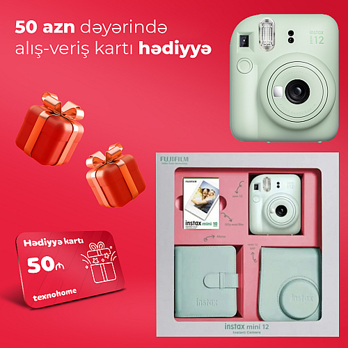 Fotoaparat Fujifilm Instax mini 12 Mint Green-Bundle Box (3 aylıq)