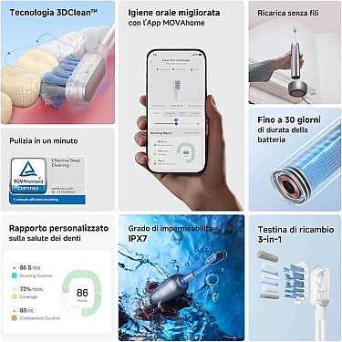 Electric Toothbrush Mova 3D Clean Electric Toothbrush Sliver (ATB15A) Electric Toothbrush Mova 3D Clean Electric Toothbrush Sliver (ATB15A)