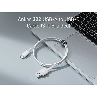 Kabel Anker 322 USB-A to USB-C 3ft braided White (A81H5H21)