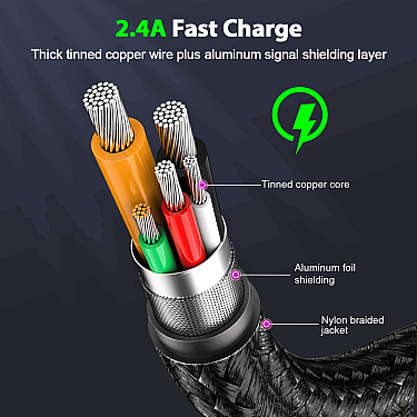 Kabel 1HORA USB to Type C 2.4A 1M CAB249 Black