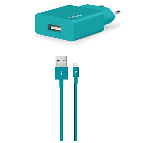 Adapter Ttec SmartCharger Travel Charger 2.1A Lightning Cable Turquoise / 2SCS20LTZ