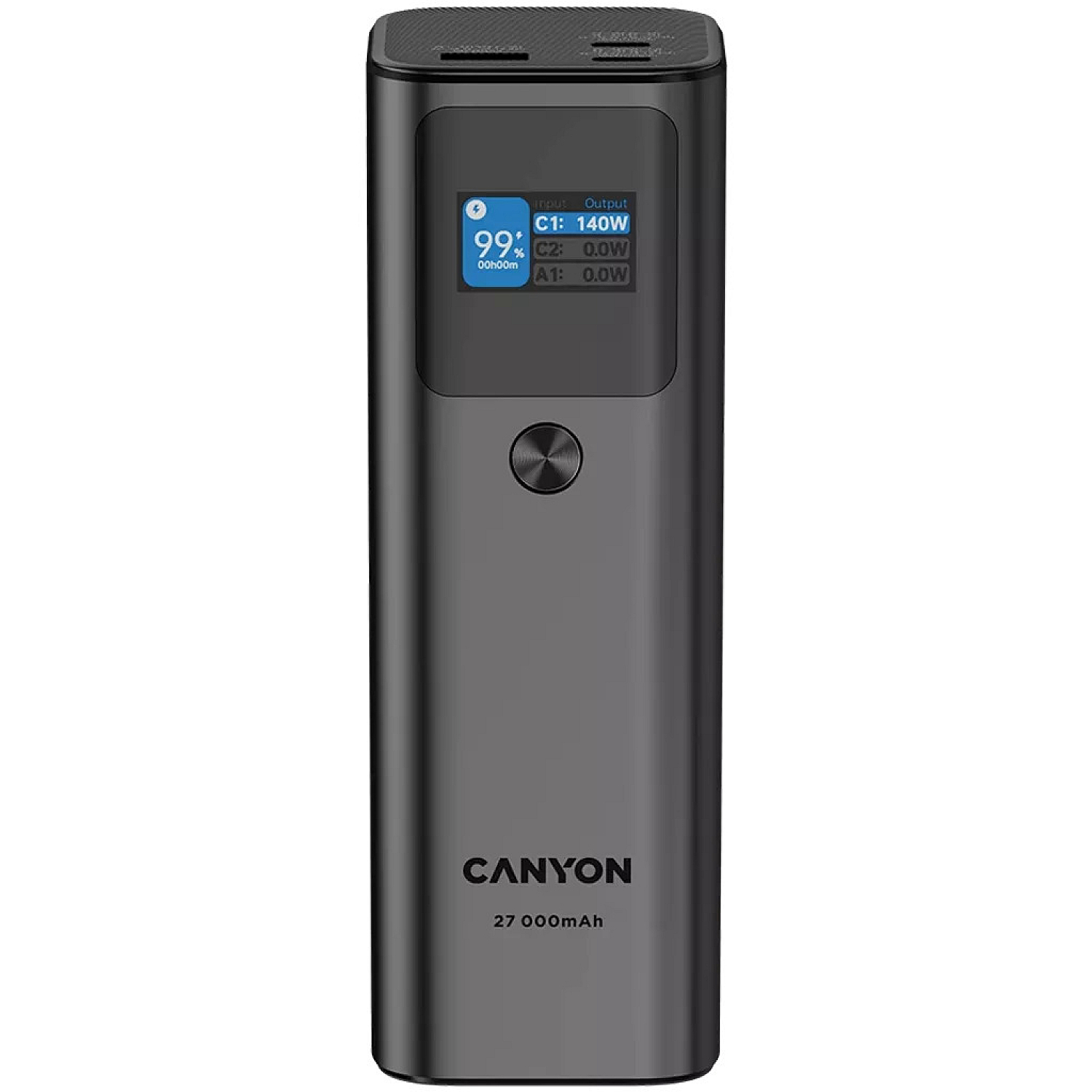 Power Bank Canyon PB-2010 TFT 27000 mAh 97.2Wh PD140W QC 3.0 Dark Grey