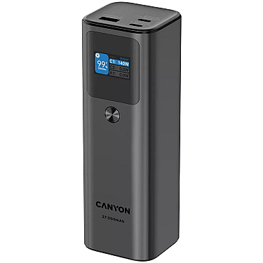 Power Bank Canyon PB-2010 TFT 27000 mAh 97.2Wh PD140W QC 3.0 Dark Grey