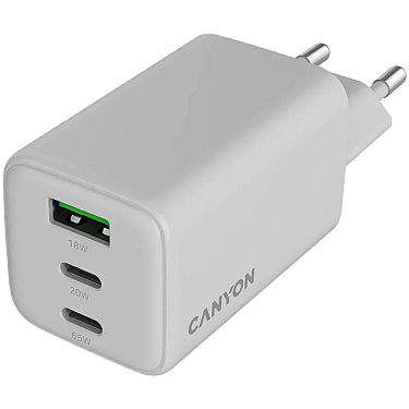 Adapter Başlığı Canyon CU65ACC GaN 65W 2xPD 1xQC EU White Adapter Başlığı Canyon CU65ACC GaN 65W 2xPD 1xQC EU White