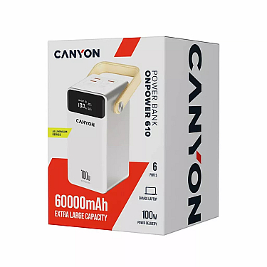 Power Bank Canyon OnPower 610 metal 60000 mAh PD100W White