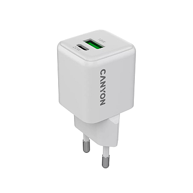 Adapter Başlığı Canyon CU20AC GaN 20W 1xPD 1xQC EU White