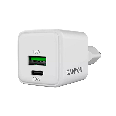 Adapter Başlığı Canyon CU20AC GaN 20W 1xPD 1xQC EU White
