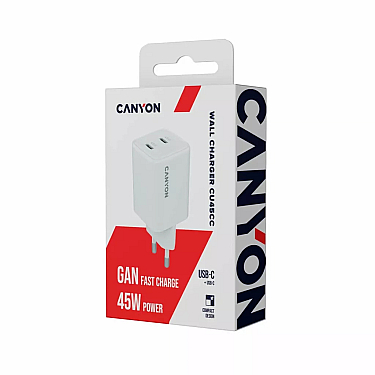 Adapter Başlığı Canyon CU45CC GaN 45W 2xPD EU White