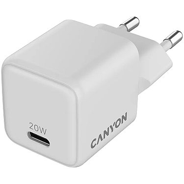 Adapter Başlığı Canyon CU20AC GaN 20W 1xPD 1xQC EU White