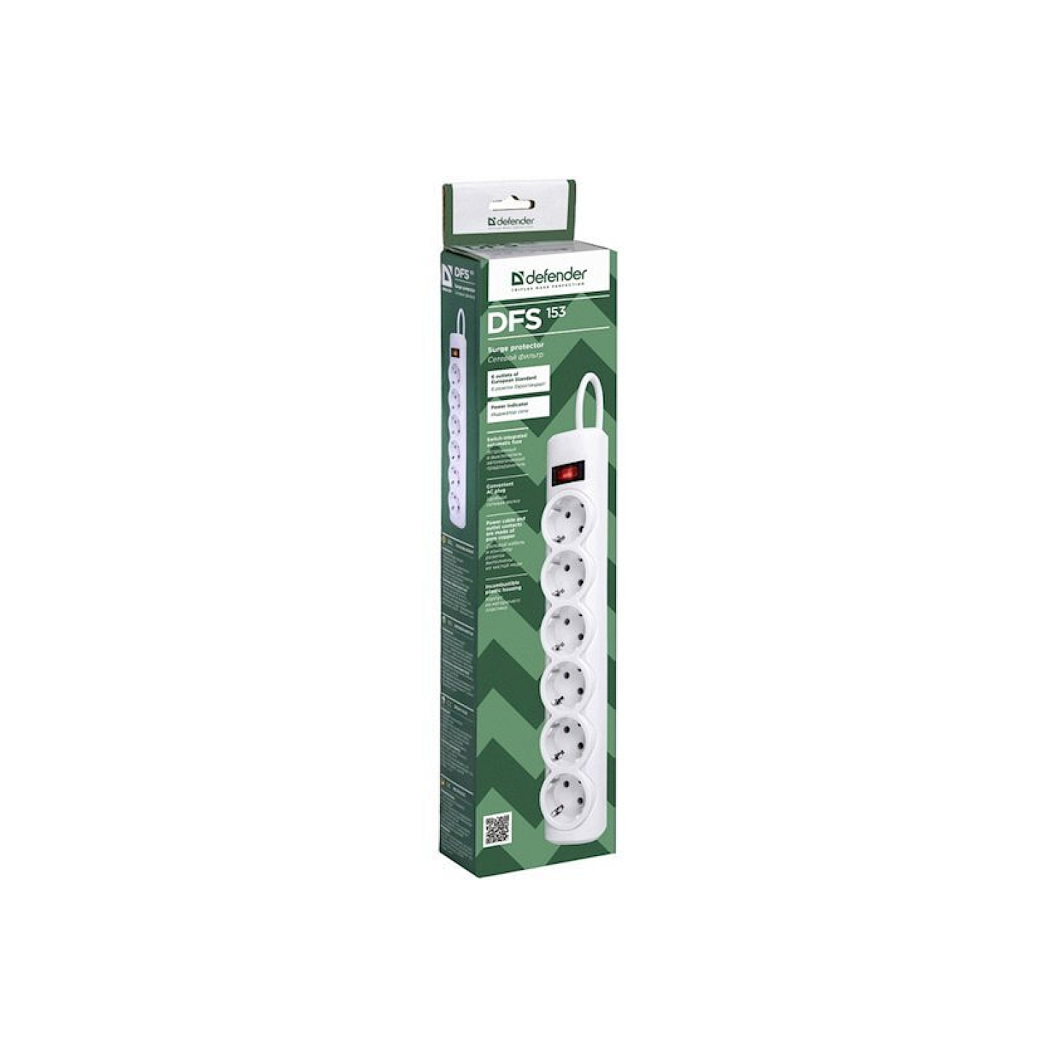 Uzatma kabeli Defender Surge protector DFS 153 3 m white 6 outlets (99490)