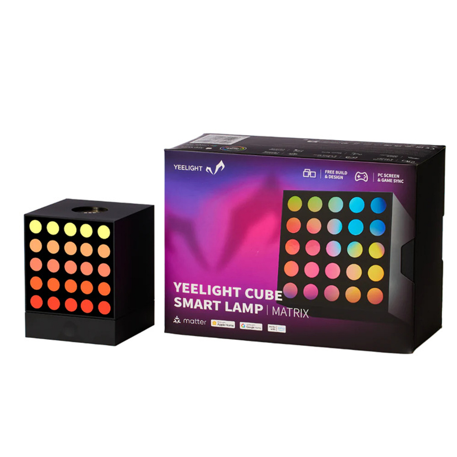 Ağıllı işıqlandırma Yeelight Cube Smart Lamp Matrix Black (YLFWD-0010)